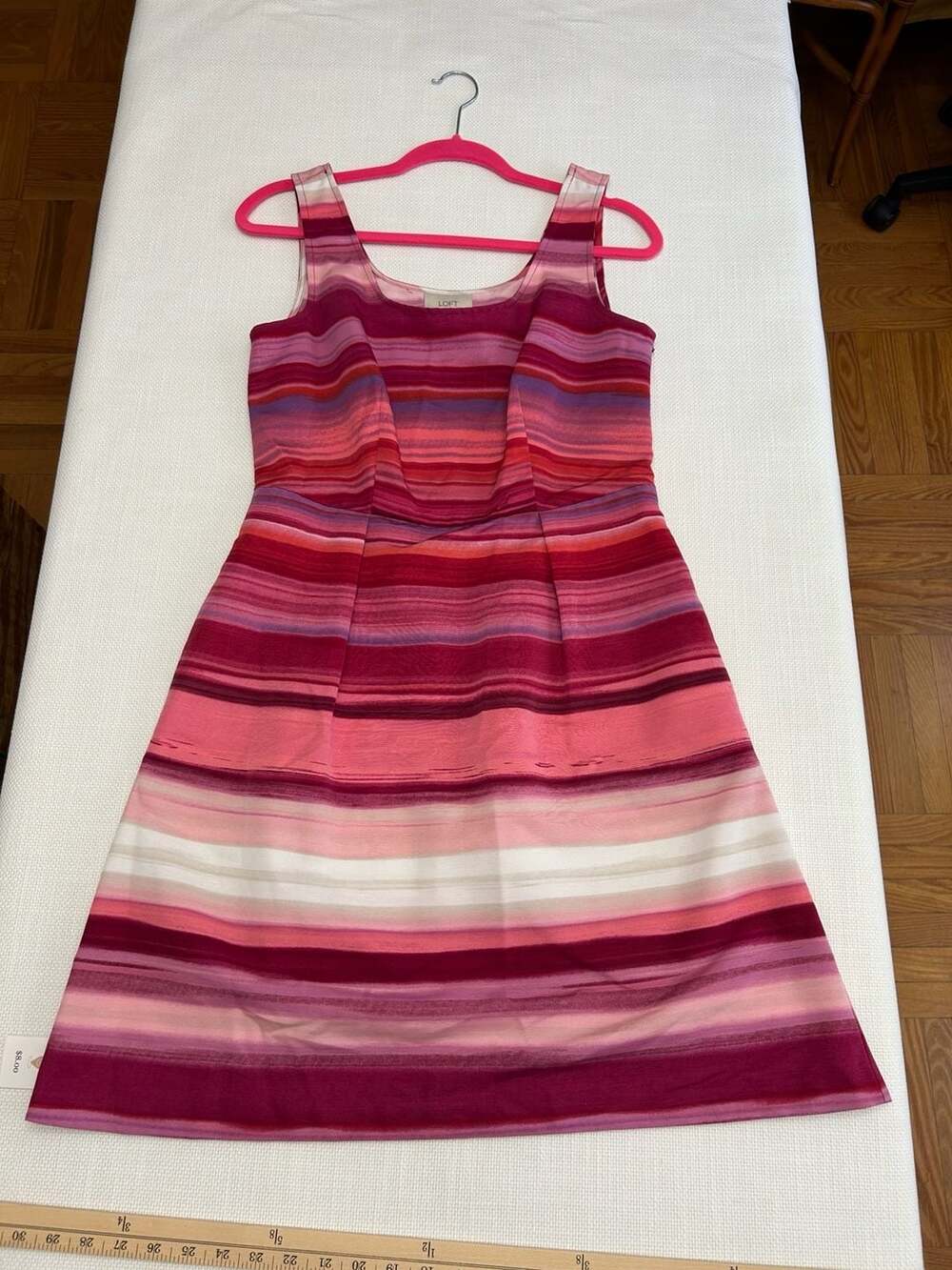 LOFT Ann Taylor Pink Striped Sleeveless Dress Size 6